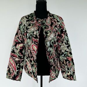 Vintage Paisley Multicolor 100% Silk Quilted Jacket